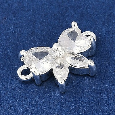 Brass Clear Cubic Zirconia Connector Charms KK-I719-03S-1