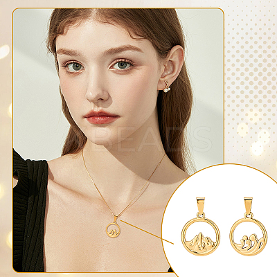 4Pcs 2 Styles Ion Plating(IP) 304 Stainless Steel Pendants STAS-UN0061-11-1