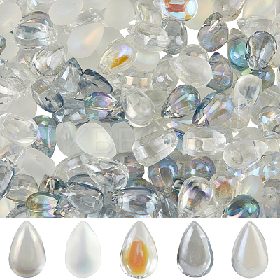 150Pcs 5 Colors Transparent Spray Painted Glass Charms GLAA-SC0002-16A-1