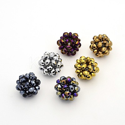 Electroplate Glass Round Woven Beads GLAA-A034-4mm-C-1