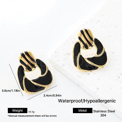 Trapezoid 304 Stainless Steel Enamel Stud Earrings for Women QN1806-3-1