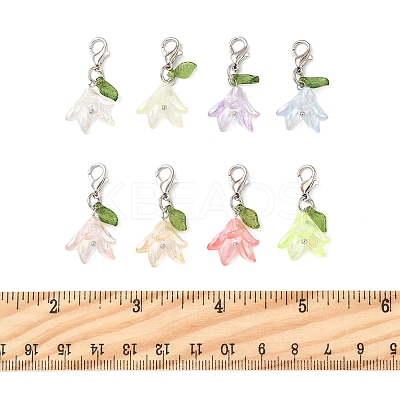 8Pcs 8 Colors Flower Acrylic Pendant Decorations HJEW-FS00034-01-1