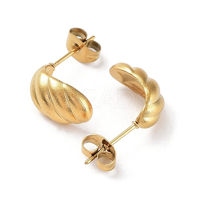 Ion Plating(IP) 304 Stainless Steel Croissant Ear Studs for Women EJEW-P234-02G-1