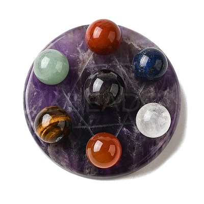 7Pcs 2 Styles Chakra Natural Amethyst Base Seven Star Group Display Decorations DJEW-K031-01A-03-1