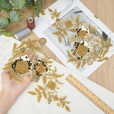 1Pair Flower Lace Polyester Embroidery Organza Ornament Accessories DIY-CY0002-32A-1