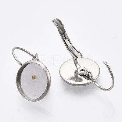 Tarnish Resistant Flat Round Tray Smooth Surface 304 Stainless Steel Leverback Earring Findings LS-X-STAS-R065-66-1