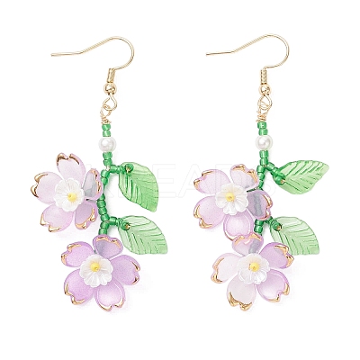 Acrylic Flower Dangle Earrings EJEW-MZ00588-02-1