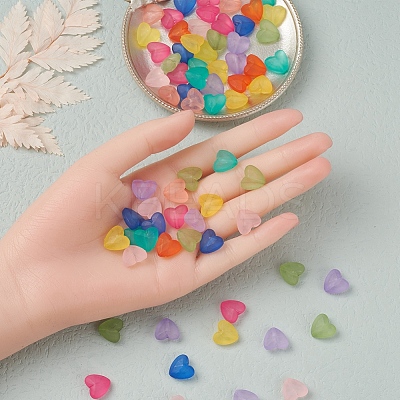 100Pcs 10 Colors Transparent Acrylic Beads FACR-YW0001-02-1