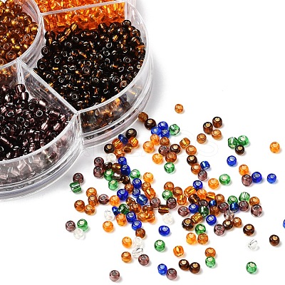 7 Colors Glass Round Seed Beads SEED-YW0001-24B-02-1