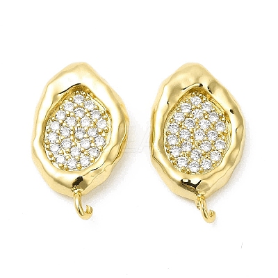 Brass Micro Pave Cubic Zirconia Stud Earring Findings KK-H440-03G-1