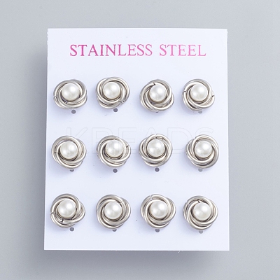 304 Stainless Steel Stud Earrings EJEW-F246-02P-1
