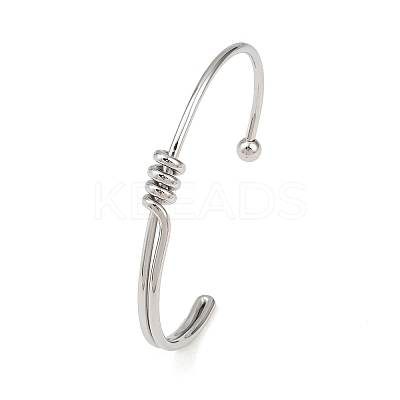 304 Stainless Steel Cuff Bangles for Women BJEW-C129-06P-1
