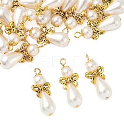 20Pcs Imitation Pearl Acrylic & Alloy Pendants PALLOY-JF03896-1