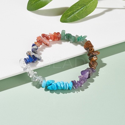 Natural & Synthetic Mixed Stone Chips Beads Stretch Bracelet BJEW-AL00003-20-1