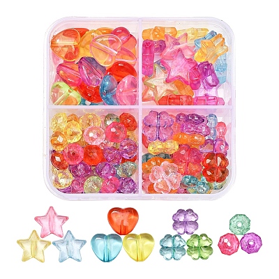 125Pcs 4 Style Transparent Acrylic Beads MACR-YW0001-60-1
