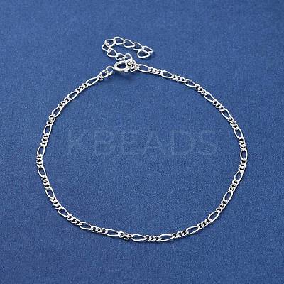 925 Sterling Silver Figaro Chain Bracelets for Women BJEW-E101-01S-01-1