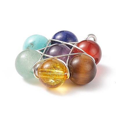 Natural & Synthetic Mixed Stone Pendants PALLOY-TA00003-01-1