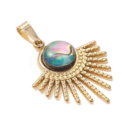 Natural Paua Shell Pendants PALLOY-JF05227-01-1