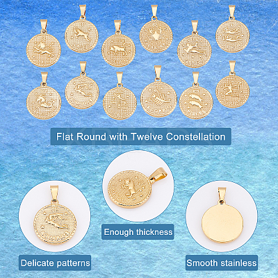 12Pcs 304 Stainless Steel Pendants STAS-UN0032-34-1