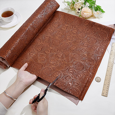 Flower Pattern PVC Leather Fabric DIY-NB0015-59B-1