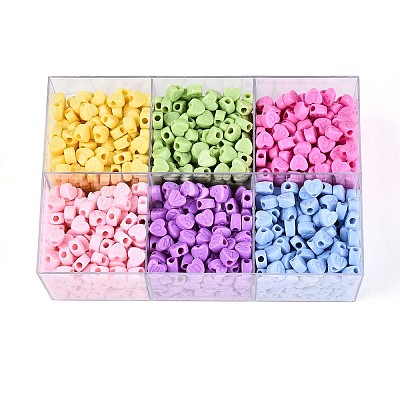 650-700G 6 Colors Opaque Acrylic Beads OACR-T029-81M-1