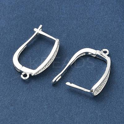 Brass Micro Pave Clear Cubic Zirconia Hoop Earring Findings KK-H532-16S-1