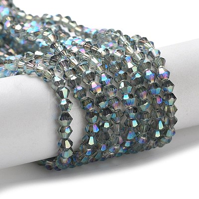1 Strand Faceted Bicone Full Plated Glass Beads Strands X-EGLA-J026-3mm-F10-1