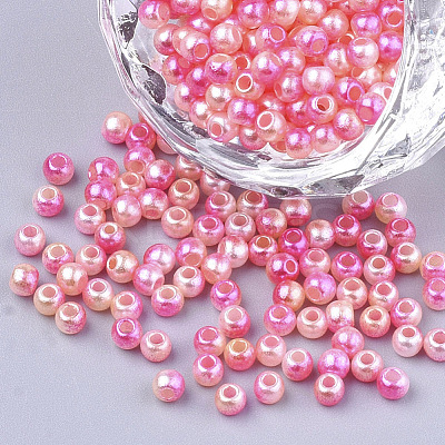 Rainbow ABS Plastic Imitation Pearl Beads OACR-Q174-4mm-04-1