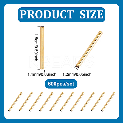 600Pcs Brass Tube Beads KK-UN0004-18G-1