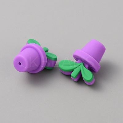 Leaf Pot Food Grade Eco-Friendly Silicone Beads LS-SIL-WH0014-18H-1