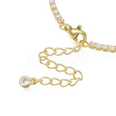 Cubic Zirconia Classic Tennis Necklace with Flower Links NJEW-N048-01C-1