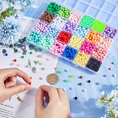 1680Pcs 24 Color Opaque Acrylic Beads Sets MACR-SP0001-50A-1