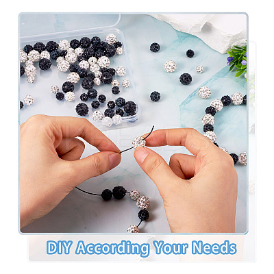 120Pcs 6 Styles Rhinestone Pave Disco Ball Beads RB-TA0001-14-1
