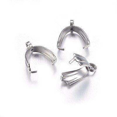 Tarnish Resistant 304 Stainless Steel Pendant Pinch Bails X-STAS-O107-19P-1