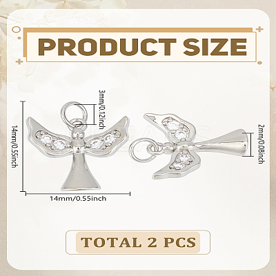2Pcs Brass Micro Pave Grade AAA Cubic Zirconia Charms ZIRC-LP0001-42-1