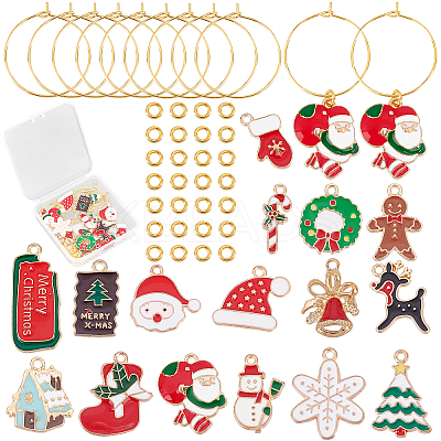 DIY Christmas Wine Glass Charm Making Kits DIY-SC0018-87-1