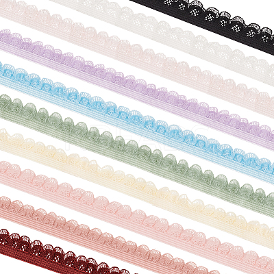10Pcs 10 Colors Nylon Elastic Flower Edge Lace Trim Ribbons DIY-BC0013-31-1