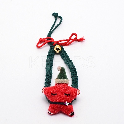 Christmas Theme Cotton Weave Pendant Decorations HJEW-TAC0012-03-1