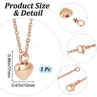 Stainless Steel Urn Ashes Necklace NJEW-CN0001-03RG-1