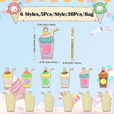30Pcs 6 Styles Alloy Enamel Pendants ENAM-CJ0003-16-1
