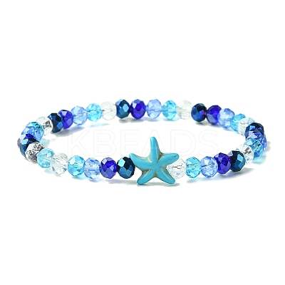 Electroplated Glass Beaded Stretch Bracelets BJEW-JB10900-1