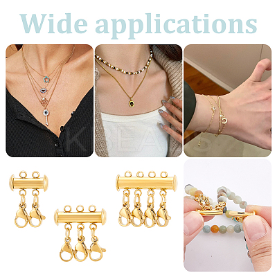 3Pcs 3 Styles 304 Stainless Steel Slide Lock Clasps FIND-UN00012-1