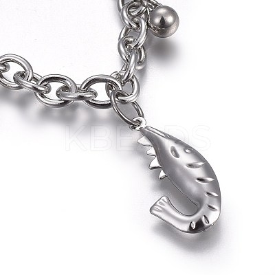 Tarnish Resistant 304 Stainless Steel Charm Bracelets BJEW-L637-31-P-1