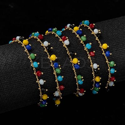 3.28 Feet Handmade Glass Beaded Chains X-AJEW-P061-A03-1