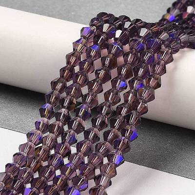 Transparent Electroplate Glass Beads Strands GLAA-F029-4mm-D04-1