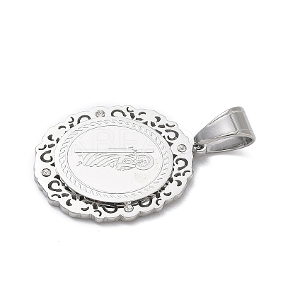 316 Surgical Stainless Steel Rhinestone Pendants STAS-P412-08P-1
