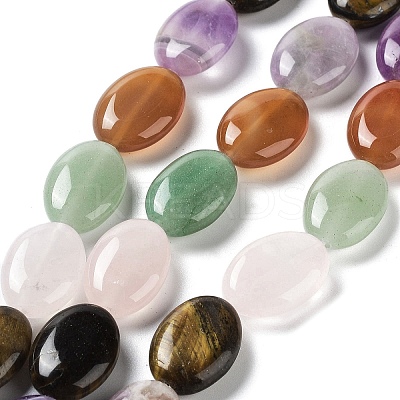 Natural Green Aventurine & Amethyst & Tiger Eye & Rose Quartz & Quartz Crystal & Carnelian Beads Strands X-G-L164-A-19-1