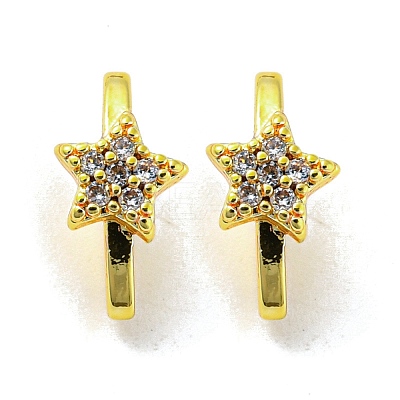 Rack Plating Brass Micro Pave Clear Cubic Zirconia Connector Charms KK-F864-04G-1