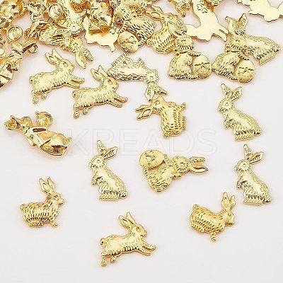 60Pcs 5 Style Easter Theme Rabbit Alloy Small Handmade Cabochons FIND-OC0001-50-1