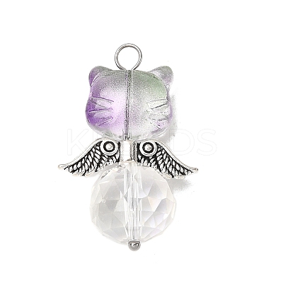 8Pcs 8 Colors Glass Beaded Pendants PALLOY-JF04426-1